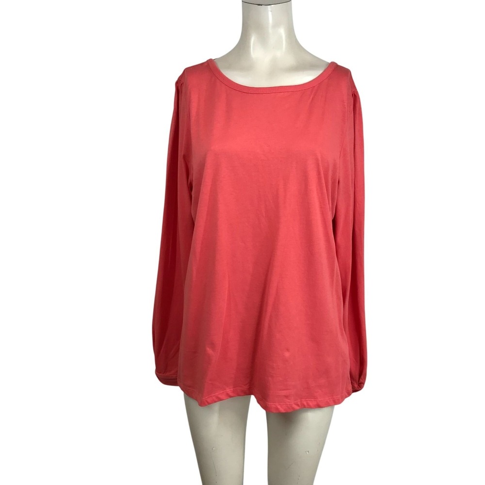 J. CREW - WOMEN'S XXL - PINK LONG SLEEVE TIES IN BACK COTTON TOP